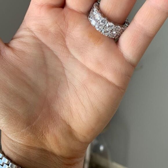 Men’s Silver Diamond CZ Bling Ring - Picture 4 of 4